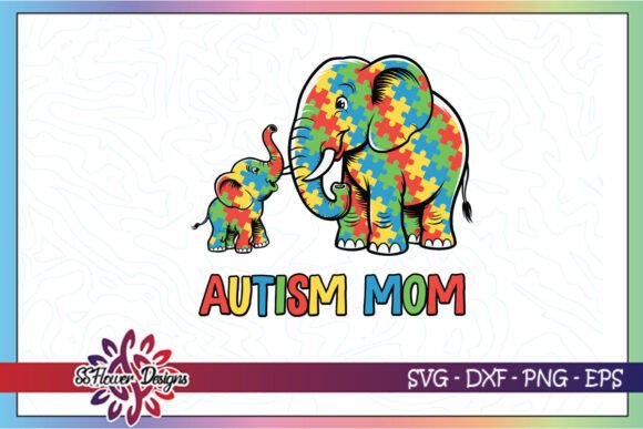 Autism Elephant Mom and Son SVG: A Versatile Graphic for Crafts & Merch