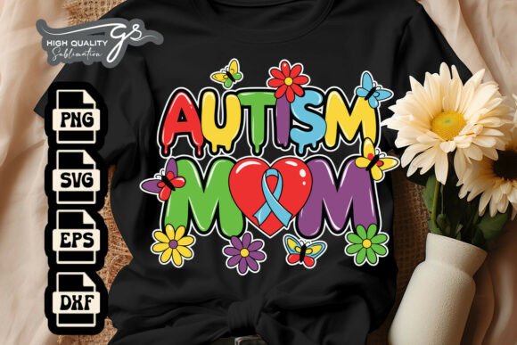 Autism Mom Awareness Rainbow SVG for Crafts and Graphics