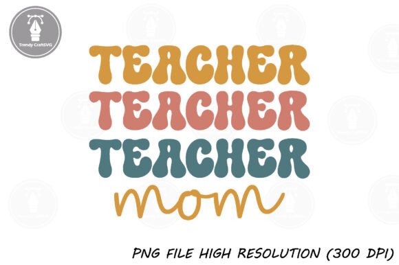 Teacher Mom Wavy Retro SVG Design for Crafts and Graphics