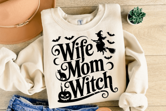Wife Mom Witch Shirt SVG: A Graphic Design Asset for Crafty Branding